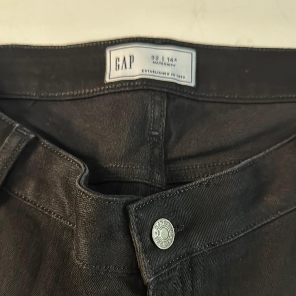 GAP Maternity Dark Charcoal Coated Pants with elastic sides - Picture 2 of 4